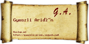 Gyeszli Arián névjegykártya